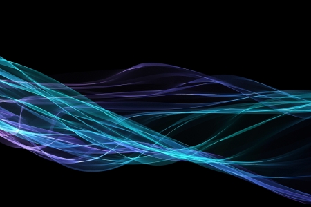Blue and purple lines on black backgroundの写真素材