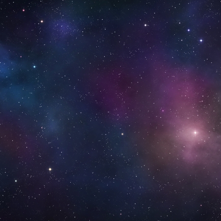 Space background with blue nebulae and distant starsの写真素材