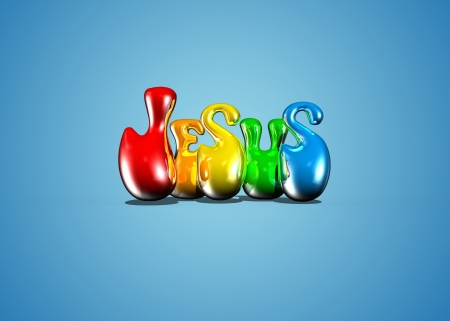 Colorful 3D text art of JESUS.の写真素材