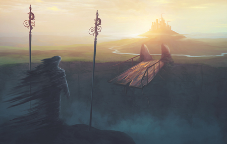 A man of darkness is unable to get to a kingdomの写真素材
