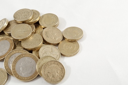A pile of one and two pound coins