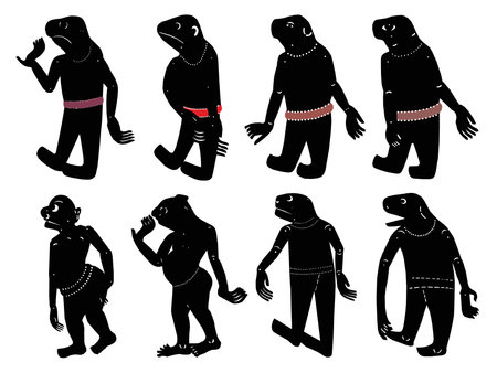 Leather Shadow Puppet Play. Vector illustration isolated on white background.の写真素材