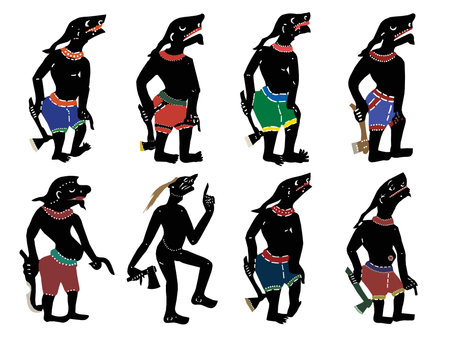 Silhouette of the Thai Shadow Puppet. Set of vector illustrations.の写真素材