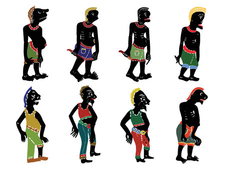 Leather Shadow Puppet icons set. Vector illustration of shadow puppet icons.の写真素材