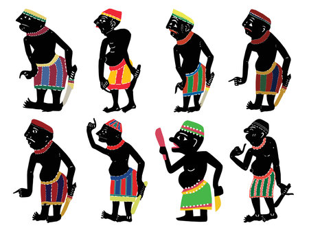 Set of Shadow Puppet in different costumes. Vector illustration.の写真素材