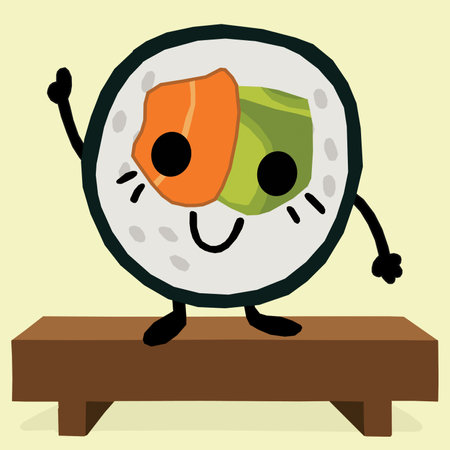 sushi japanese food cartoon character vector illustration.の写真素材