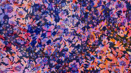 Colorful floral pattern on fabric. Abstract background and texture for design.の写真素材