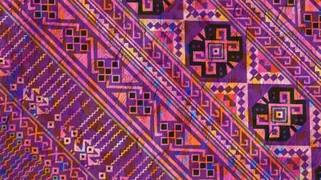 Seamless African pattern. Ethnic ornament on the carpet. Aztec style. Geometric mosaic on the tile, majolica. Ancient interior. Modern rug. Geo print on textile. Kente Cloth.の写真素材