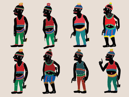 Set of Thai Sahdow Puppet in traditional clothes. Vector illustration. Flat style.の写真素材