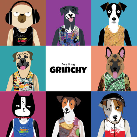 Set of vector illustrations of dogs in hipster style. Cute cartoon dogs.の写真素材