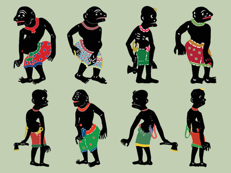 Set of Shadow puppet in traditional clothes. Vector illustration designの写真素材