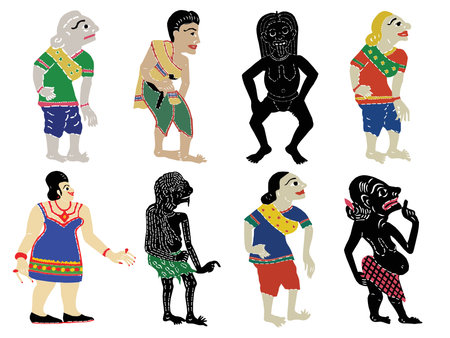 Silhouettes of woman of shadow puppet. Vector illustration.の写真素材