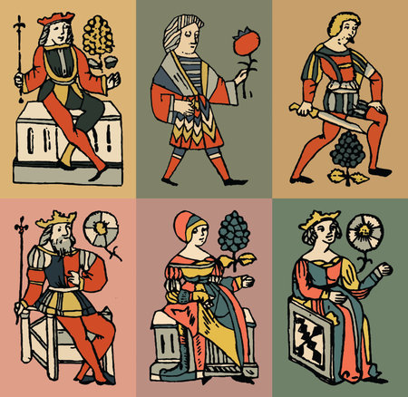Medieval characters set. Vector hand drawn illustrations. Retro style.の写真素材