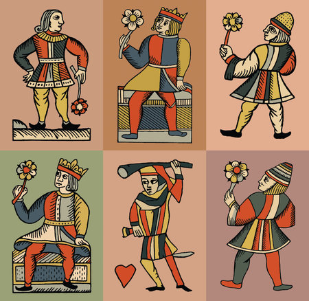 Set of vector illustrations in the style of the 19th century.の写真素材