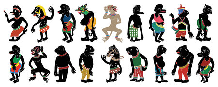 Nang Talung. Vector set of Thai shadow puppet traditional clothes.の写真素材