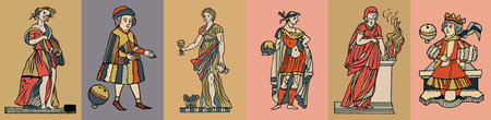 Ancient Greek gods. Vector illustration of ancient Greek gods in cartoon style.の写真素材
