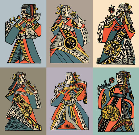 Vector set of vintage illustrations of ancient lady.の写真素材