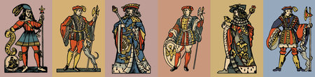 Ancient People. Set of vector illustrations of vintage prince and princess.の写真素材