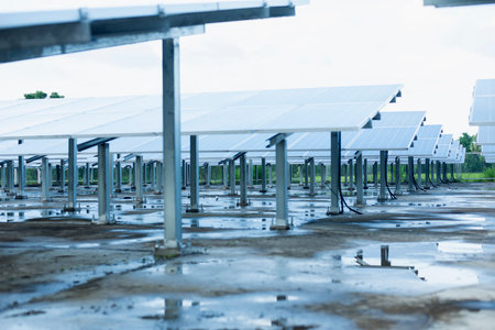 Solar panels, photovoltaics, alternative electricity sources - the concept of sustainable resourcesの写真素材
