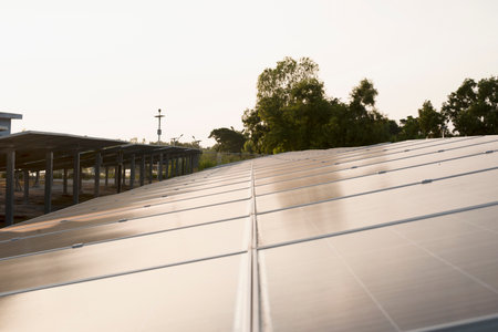 Solar panels on the roof of a building. Photovoltaic cells