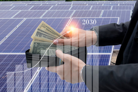 Solar power station for agriculture,Concept of saving money if using solar energy.