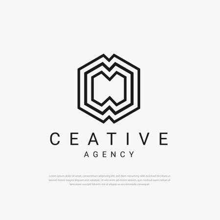 Three hexagon vector logo, Abstract Geometric polygonal hexagon Logo. Vector logo templateのイラスト素材