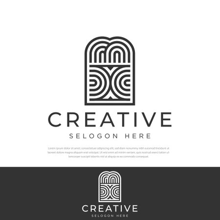 Premium unique window logo. nice window icon design for real estate business.templates,symbols,illustrations,business logosのイラスト素材