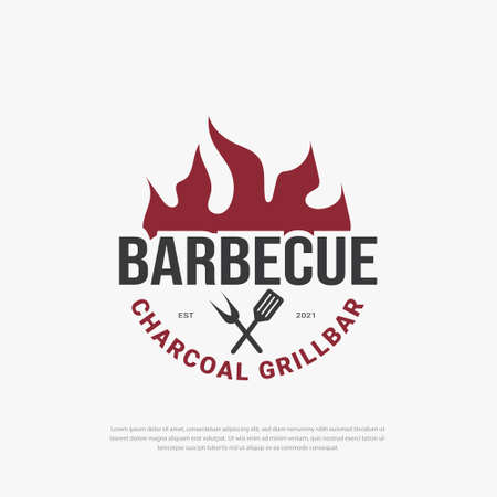 BBQ logo Vintage barbecue emblem. Restaurant labels, emblems, vector logo templatesのイラスト素材