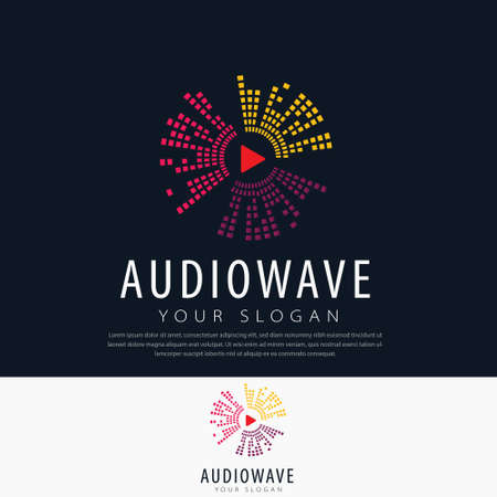Music sound wave symbol icon design equalizer play icon music flare illustration design templateのイラスト素材