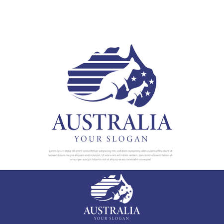 Australia Map logo illustration of two Kangaroo stars vector.symbol,icon,illustrationのイラスト素材