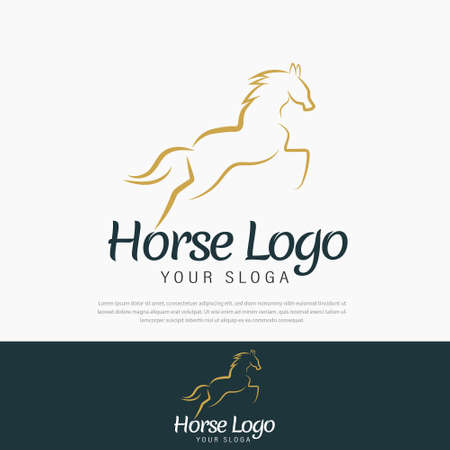 Premium jumping horse line art logo design illustration ,design template,icon,symbolのイラスト素材