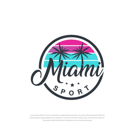 Logo Text miami sport illustration Park,Outdoor,Signs,Symbol,beach,palm,vectorのイラスト素材