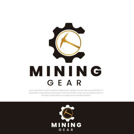 Mining  Design golden ax gears.design templates,symbols,icons,illustrationsのイラスト素材