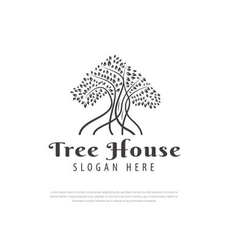 Leaf illustration business vector  , tree house Brand Identity, modern  ,  Design Vector Illustration Templateのイラスト素材