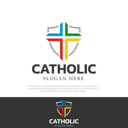 Colored catholic church defense symbol.design template,iconのイラスト素材