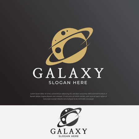 Glaciation logo design planet symbol gold galaxy design illustration templateのイラスト素材