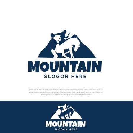 Horse and Mountain vector design, symbol, icon, horse, design templateのイラスト素材