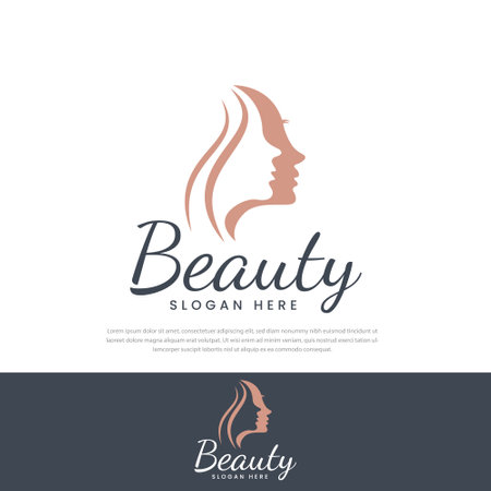 Vector illustration of woman silhouette icon, beautiful shadow woman face logoのイラスト素材