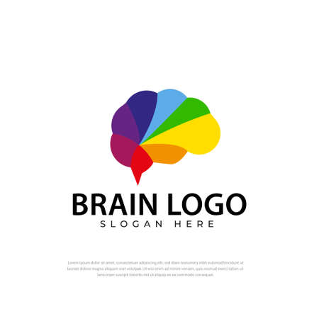 Rainbow colored brain design logo creative, symbol, medical, design templateのイラスト素材