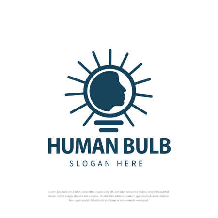 Creative logo Smart lamp icon human silhouette vector human head light bulb conceptのイラスト素材