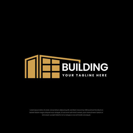 Modern Real Estate Company Logo. Building Construction Industrial Works logo on dark background, concept icon.symbol,icon,design templateのイラスト素材