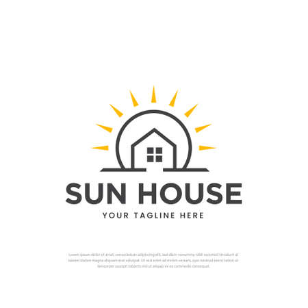 Sun shining logo design creative home design template,symbolのイラスト素材