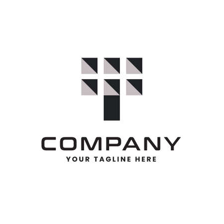 Abstract letter T logo. block wall tile floor,Cube box sign symbol vector illustrationのイラスト素材