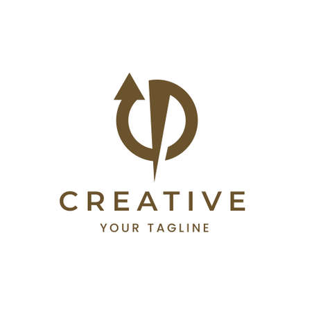 Up arrow logo on word, vector up arrow. U Letter Logo Template Illustration Designのイラスト素材