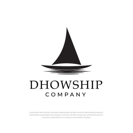 Dhow logo design silhouette, Traditional Sailboat, simple design templateのイラスト素材