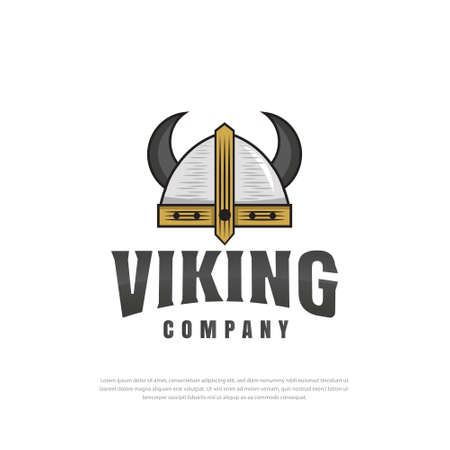 Viking Armor Helmet logo design, symbol, template, sport vector vintage designのイラスト素材
