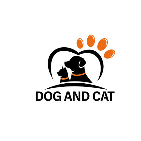 Logo design pet shop concept dog and cat love logo vector templateのイラスト素材