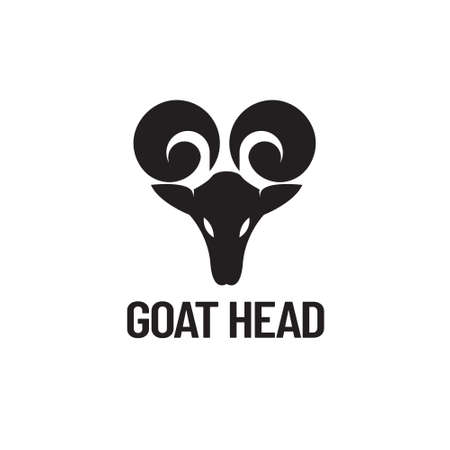 Goat head design logo unique horn black silhouette,goat,animalのイラスト素材