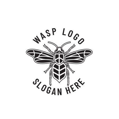 Logo design Vector illustration of bee symbols, icons, design elements. Honey bee abstract decorative patternのイラスト素材