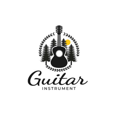 Instrument Country Musician  design with guitar,tree elementsのイラスト素材